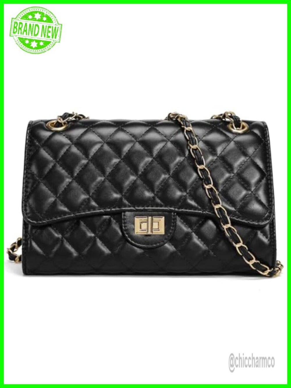 Quilted Crossbody Bag PU Leather Shoulder Purse Chain Strap